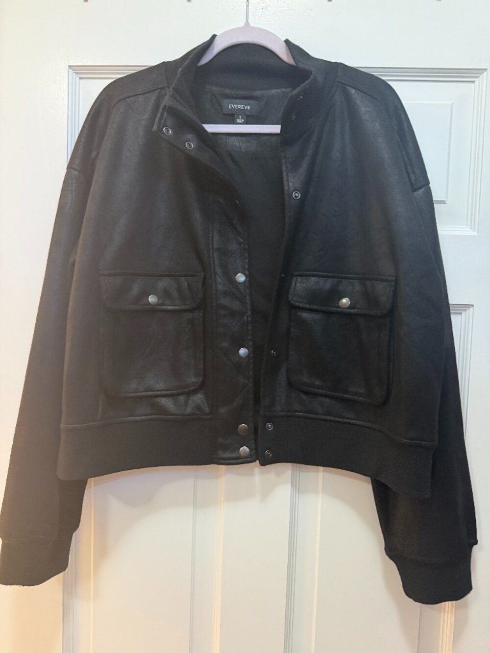 Evereve Black Suede Bomber Style Jacket size Large